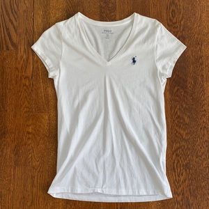Polo Ralph Lauren White Vneck Cotton Tee Tshirt